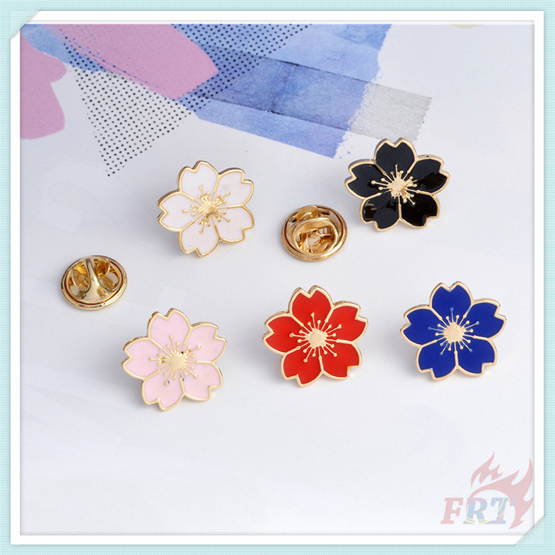 Ghim cài hình hoa anh đào tráng men dòng 01 trang trí balo 5 màu tùy chọn