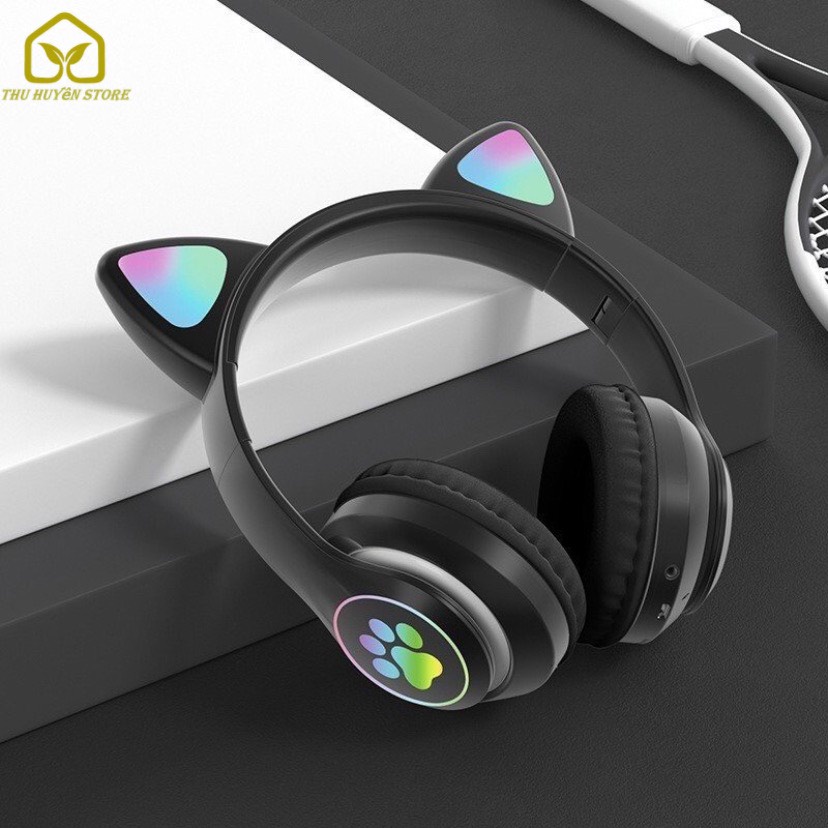 ✔𝑪𝑯𝑰́𝑵𝑯-𝑯𝑨̃𝑵𝑮✔ Tai Nghe Mèo Bluetooth Cao Cấp, Có Led Đổi Màu , Không Dây , Headphone Có Mic , Âm Bass , Chống Ồn
