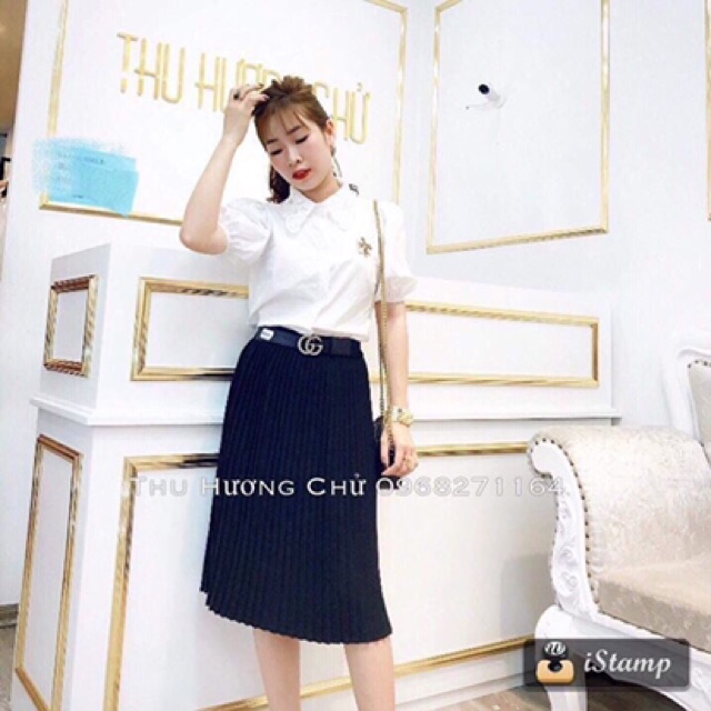 CHÂN VÁY XẾP LY DÁNG DÀI CẠP KHOÁ CÔNG SỞ MS14929 (M4-2)