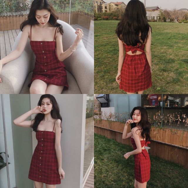 ĐẦM CARO NƠ LƯNG KÈM MÚT 2 LỚP | BigBuy360 - bigbuy360.vn