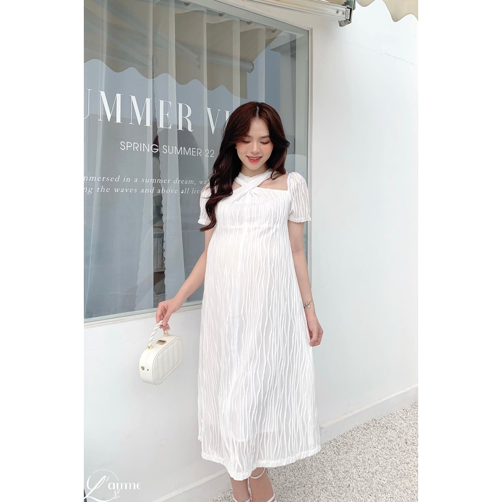 Váy bầu Eve Dress xoắn cổ, form dáng basic dễ mix match thiết kế bởi LAMME