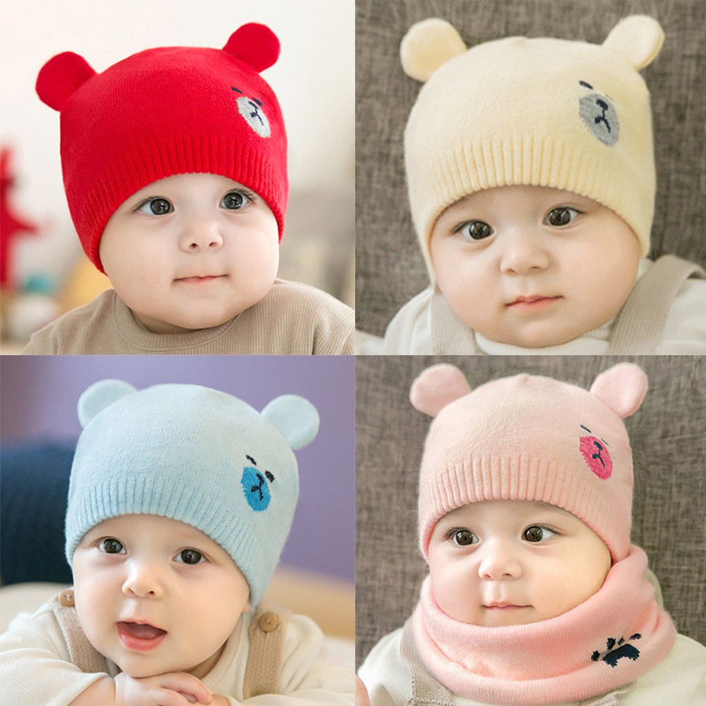 Mũ trùm đầu cotton ấm áp dễ thương cho bé