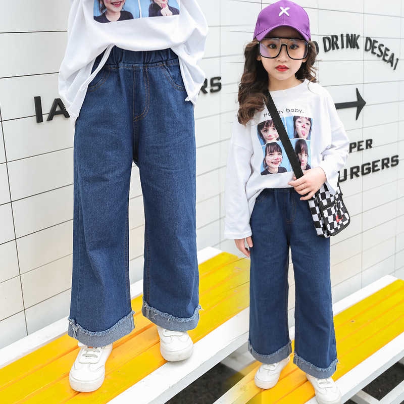 Quần jean dài ống rộng thời trang dành cho bé 12-15 tuổi