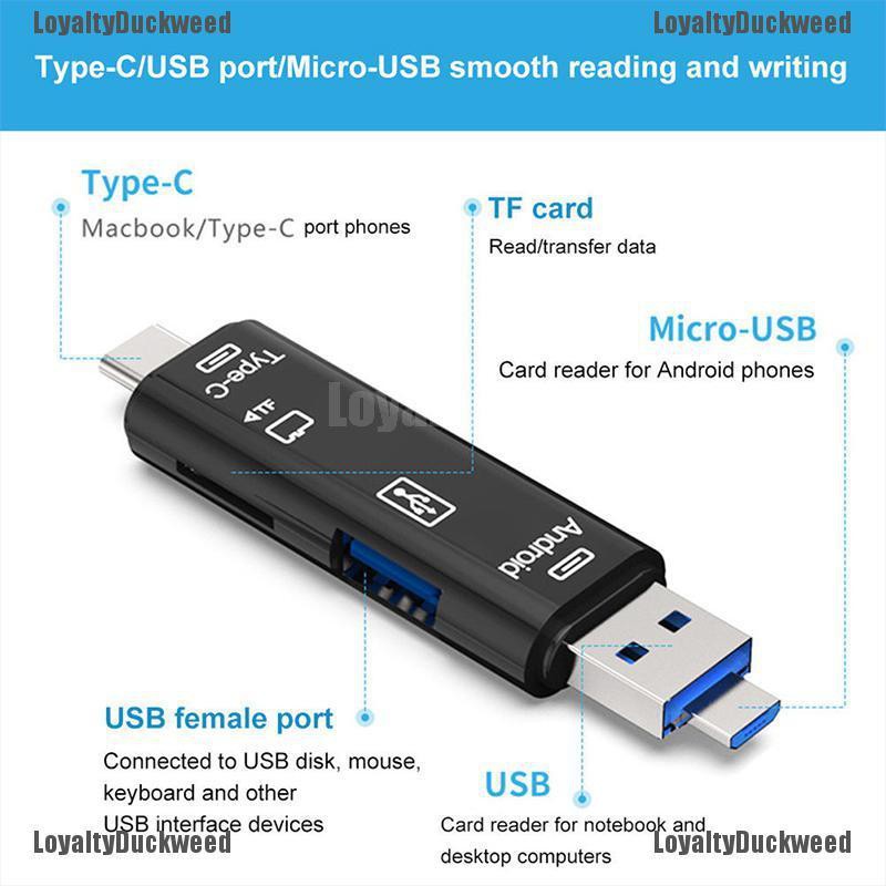 Đầu Đọc Thẻ Nhớ Otg 5 Trong 1 Usb 3.0 Type C