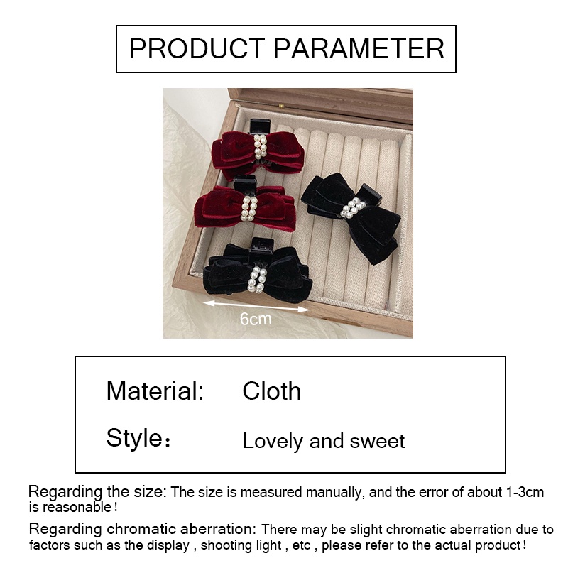 Kẹp Tóc Hình Nơ Đính Ngọc Trai Phong Cách Retro Nhật Hàn Mới