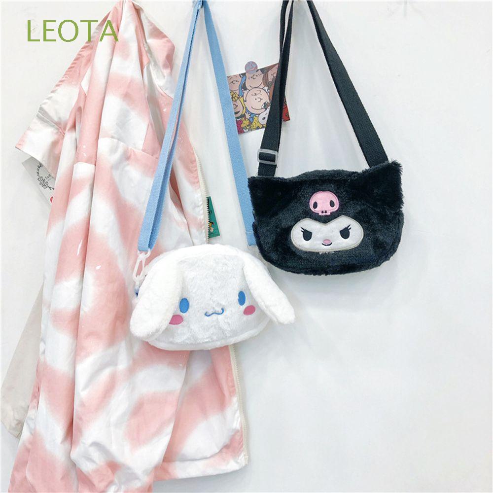 Túi đeo vai/ túi messenger/ túi tote bằng vải lông họa tiết hoạt hình Kuromi dùng đựng điện thoại ví dễ thương cho nữ