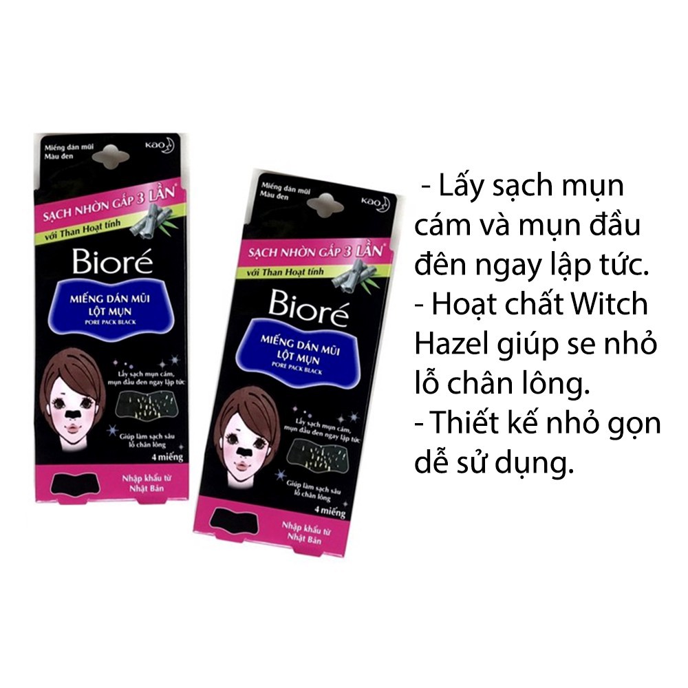 Miếng Dán Mũi Lột Mụn Than Hoạt Tính Bioré  [ Nội Địa Nhật ] 10 miếng