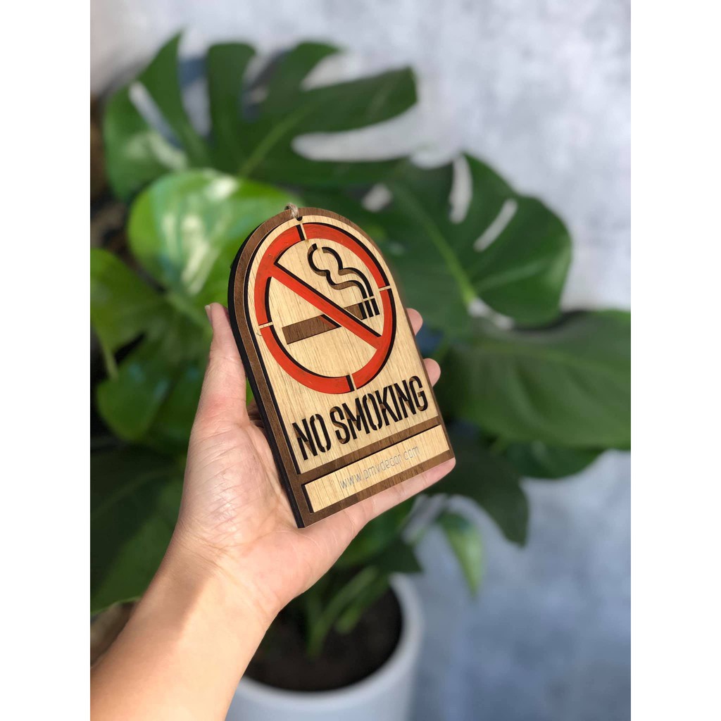 NOSMOKING, Bảng gỗ 2 màu tương phản, BNSMK-PMV8