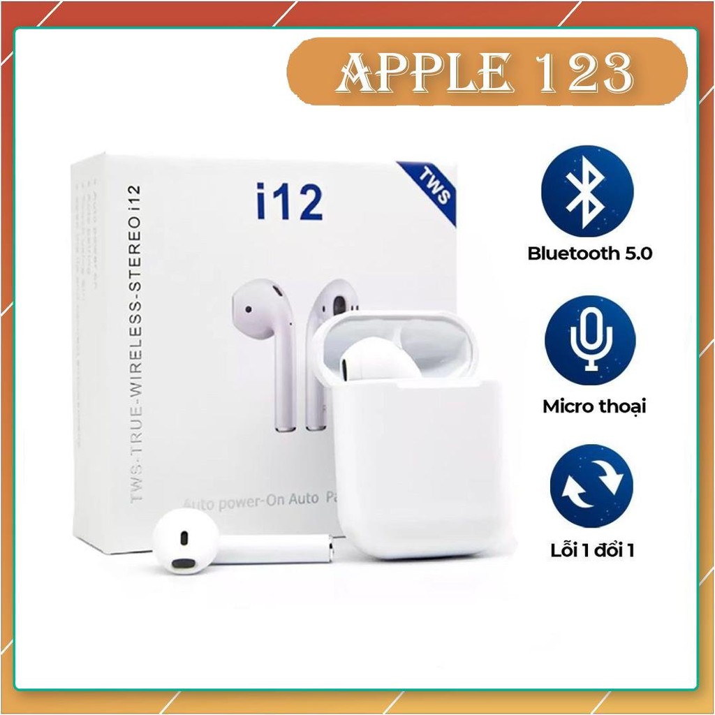 Tai nghe Bluetooth i12 TWS 5.0 Tai Nghe i12 không dây bản Quốc tế âm thanh chuẩn HIFI dùng cho IOS và  Android