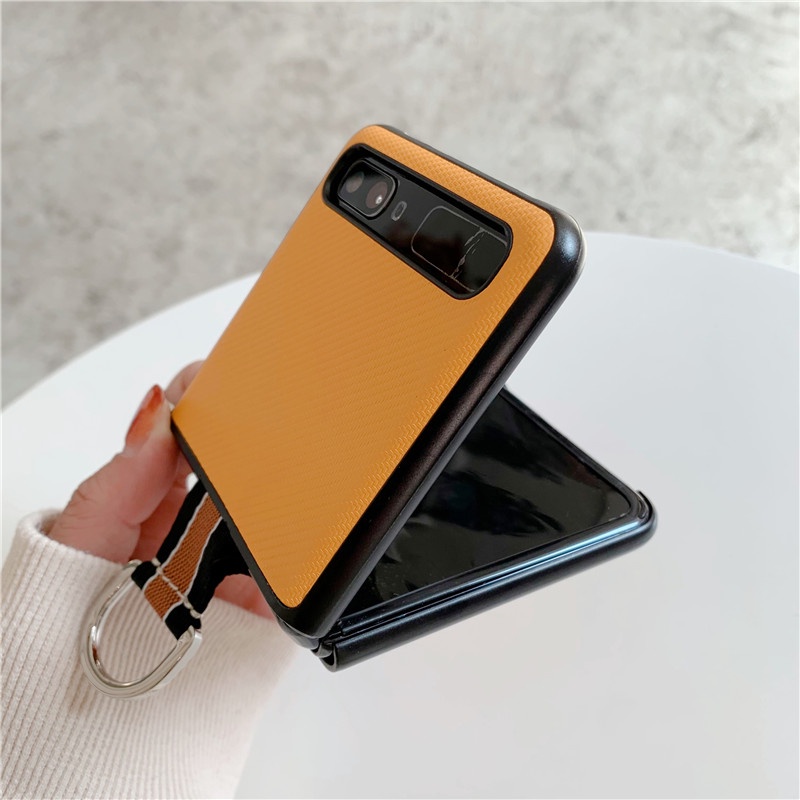 Ốp điện thoại Flip1/2 nhựa cứng màu kẹo ngọt có vòng đeo ngón tay cho Samsung Galaxy Z Flip