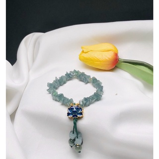 Vòng tay đá lam ngọc mix charm hoa sen
