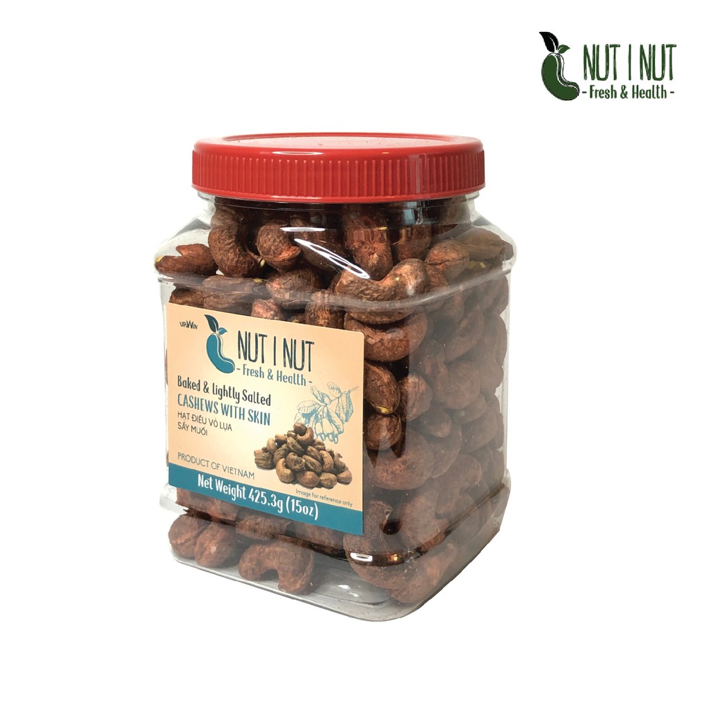 Hạt điều sấy muối vỏ lụa NUT I NUT hũ 425.3 gram