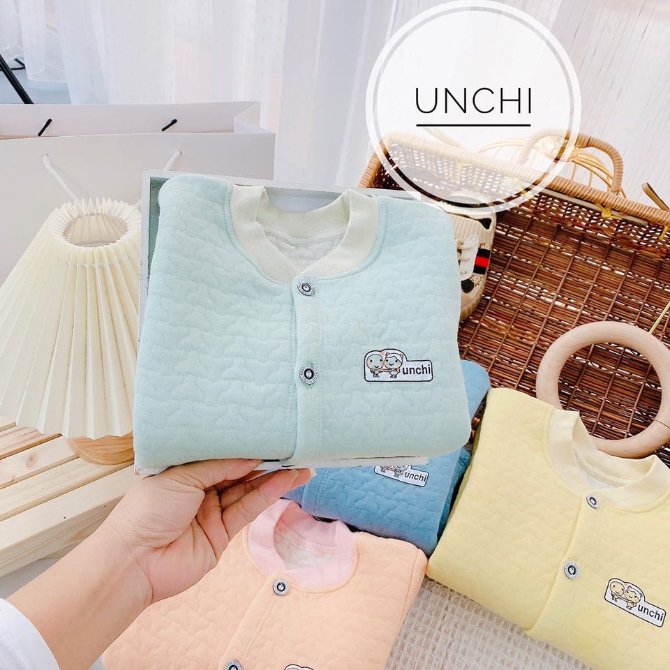 Đồ bộ dài tay xốp loại đẹp UNCHI nền màu cúc giữa cực đẹp bé trai bé gái thu đông Namkidshop (QATE401)