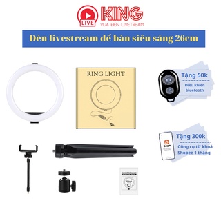 [BH 24T] Đèn livestream 26cm để bàn CAO CẤP thương hiệu LIVEKING hỗ trợ việc makeup, livestream có nhiều Chế độ ánh sáng