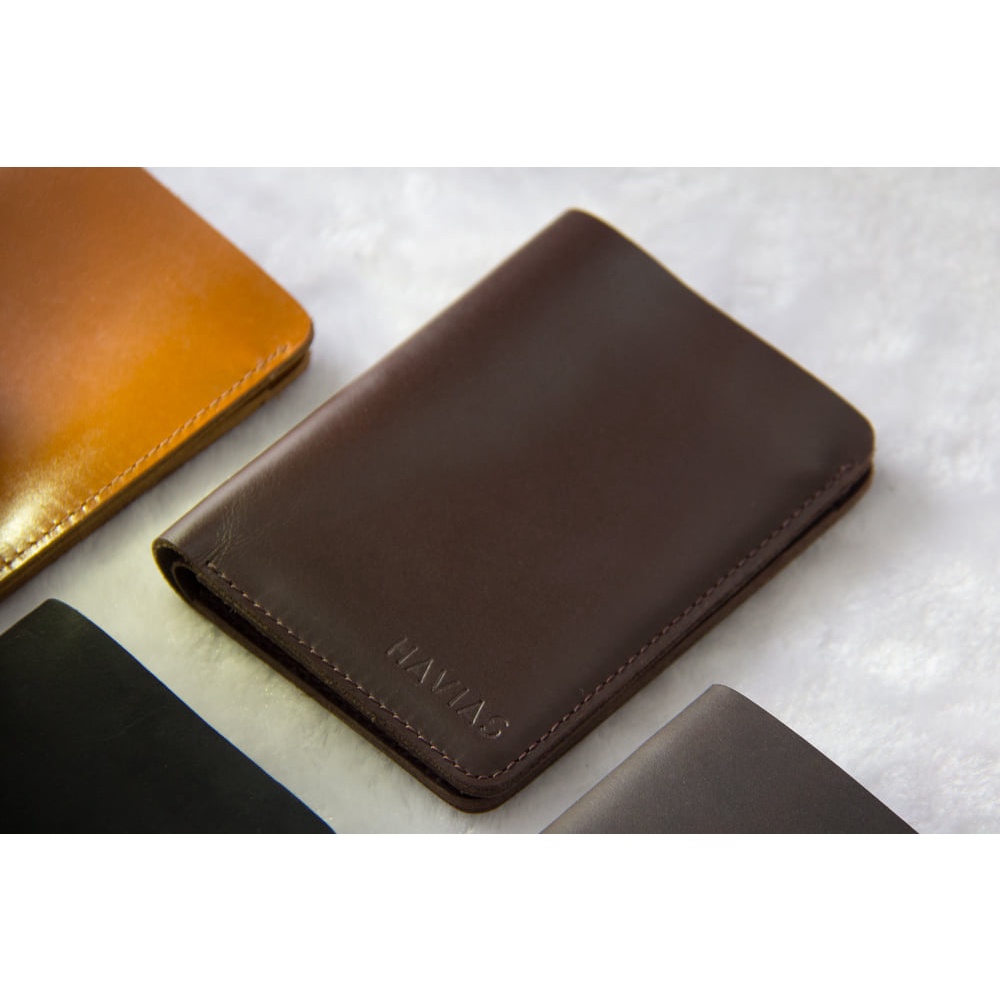 VAMI HAVIAS ví đứng unisex nam nữ nhiều màu da bò thật Premium nhập khẩu 100%