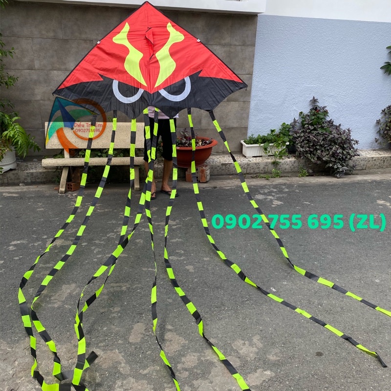 Diều mực khổng lồ - Tặng tay cầm thả diều 150m dây + túi vải đựng diều, diều giá rẻ - diều đẹp - diều 3d