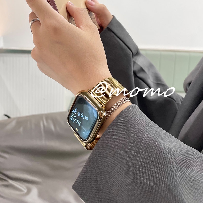 Dây Đeo Inox Milanese Sang Trọng Cho Đồng Hồ Thông Minh Apple Watch Series 8 7 6 5 4 3 SE 49mm 45mm 40mm 44mm 42mm