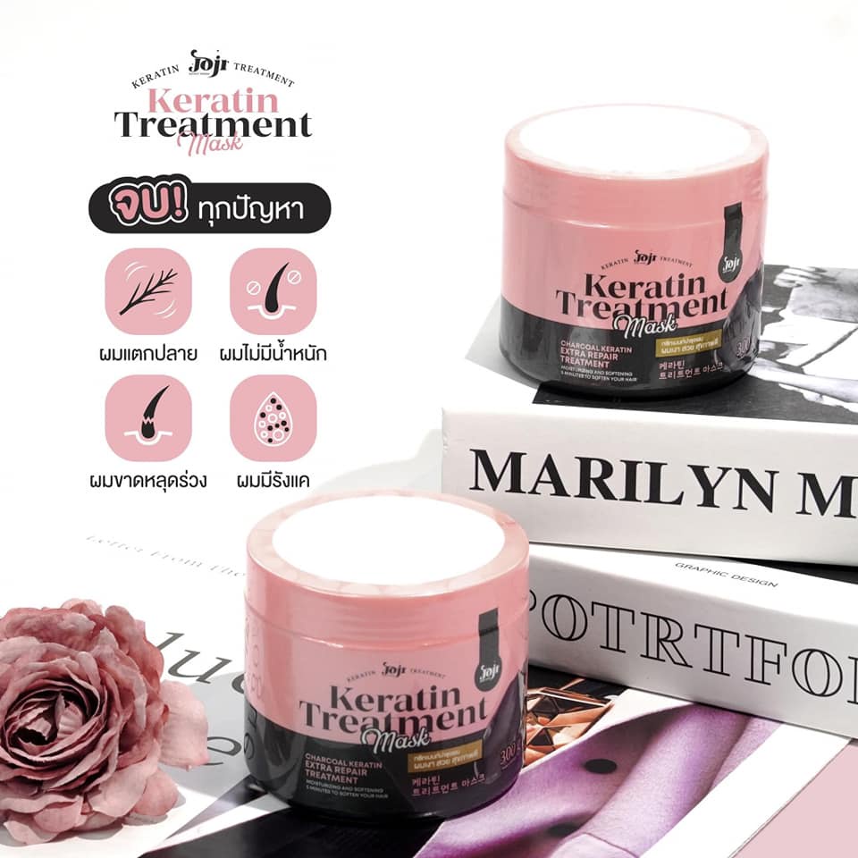 (HỦ LỚN) 01 Hủ Mặt Nạ Ủ Tóc Than Tre JOJI Secret Young Charcoal Keratin Treatment Mask Thái Lan 300gram