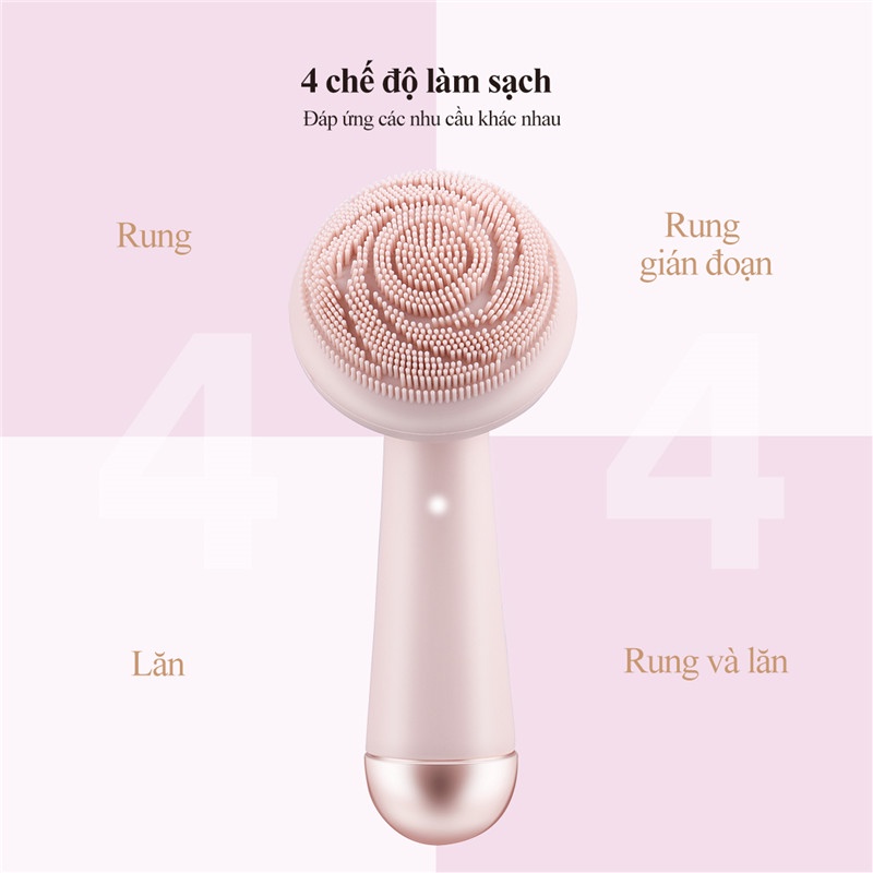 Máy Rửa Mặt CkeyiN MR568 Bằng Điện Với Con Lăn Mát Xa Silicone Không Thấm Nước Sạc USB