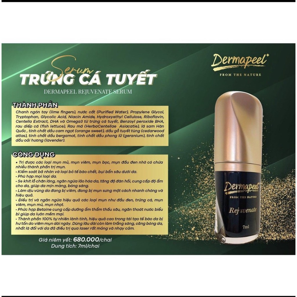 SERUM TRỨNG CÁ TUYẾT Dermapeel+ - XÓA MỤN - Mờ THÂM MỤN - Se Khít LCL - DA CĂNG BÓNG - TRẮNG SÁNG SAU 14 NGÀY | BigBuy360 - bigbuy360.vn