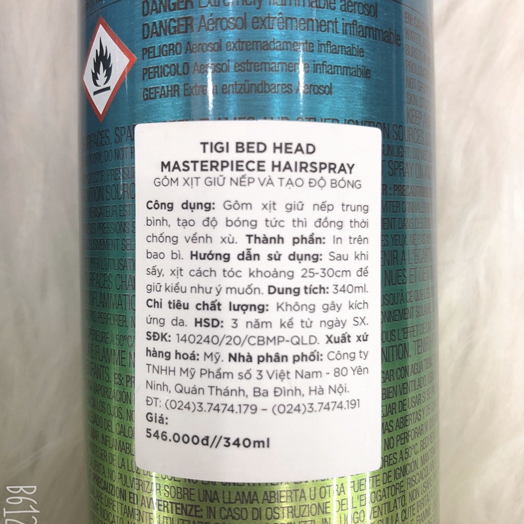 Keo xịt tạo kiểu và tạo bóng cho tóc MASTER PIECE BED HEAD TIGI 340ML