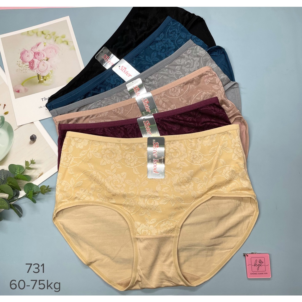Quần lót nữ bigsize co giãn in hoa bóng , quần lót cotton pha thun dành cho người mông to 120 cm 731