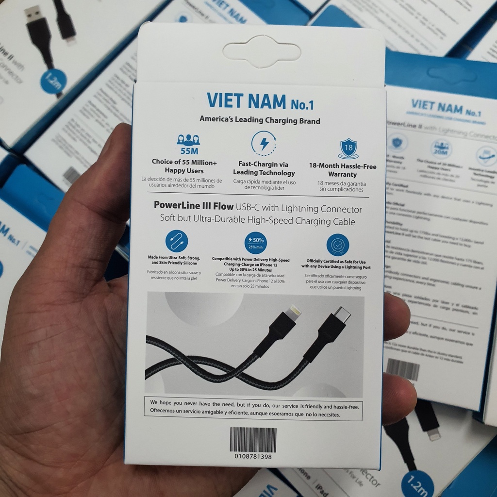 Cáp Sạc Dù Iphone PD 20W C-Lingtning Zin Chip Sản Xuất Tại Việt Nam, Bảo Hành 12 Tháng