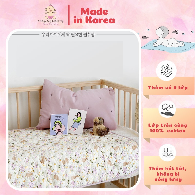 Thảm Chống Thấm Cao Cấp DECOONE Cho Bé Nhập Trực Tiếp Từ Hàn Quốc, Mẫu Thỏ Tím