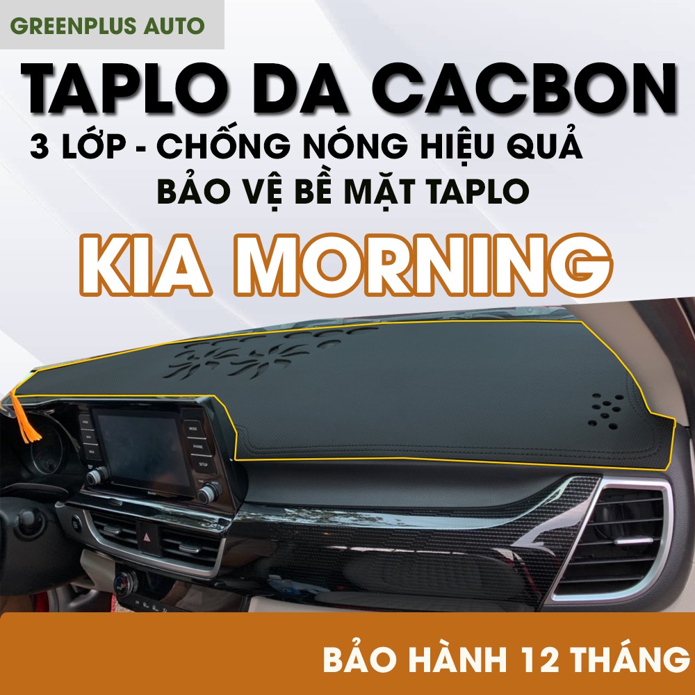 Thảm Taplo xe Kia MORNING 2008-2021 bằng da CACBON