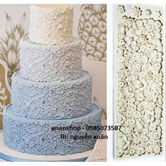 Khuôn silicon hoa ốp thành bánh rau câu, fondant, bánh kem hoa mai, hoa cúc V01