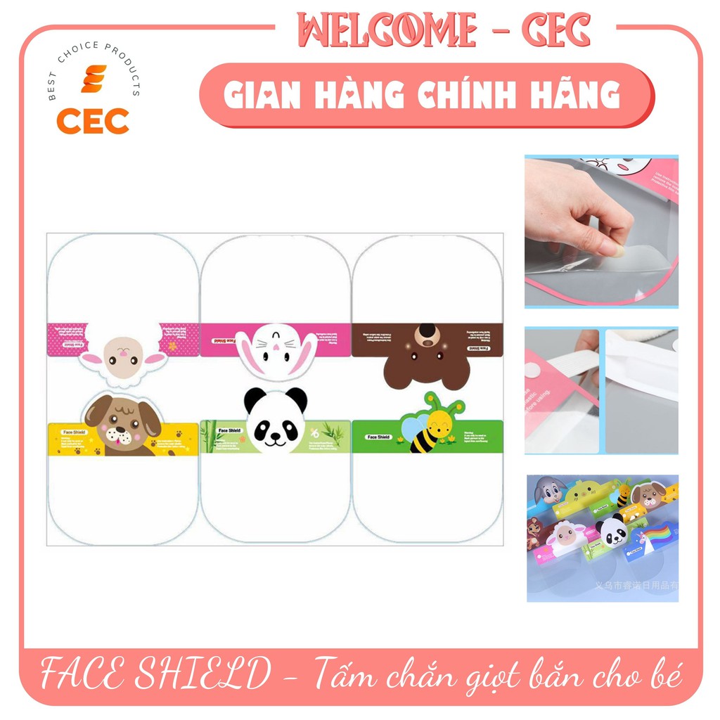 Tấm che mặt cho bé Baby Face Shield , Kính Bảo Hộ Chống Giọt Bắn Phòng Dịch Cỡ Trẻ Em Trai Gái TE10 [CEC Store]