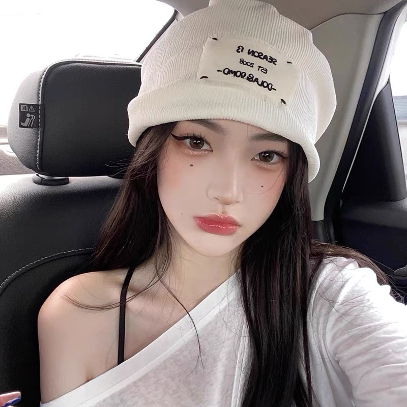 Mũ len dệt kim vá lỗi phong cách Hàn Quốc hot trend tik tok