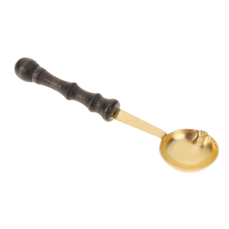 DANISHOP97 sáp wax con dấu, muỗng thìa thép inox múc đổ khuôn, tay cầm gỗ đóng dấu mộc 100 viên