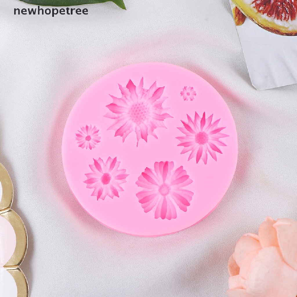 Khuôn Silicone Dập Nổi Hình Hoa Hướng Dương 3D Dùng Để Trang Trí Bánh
