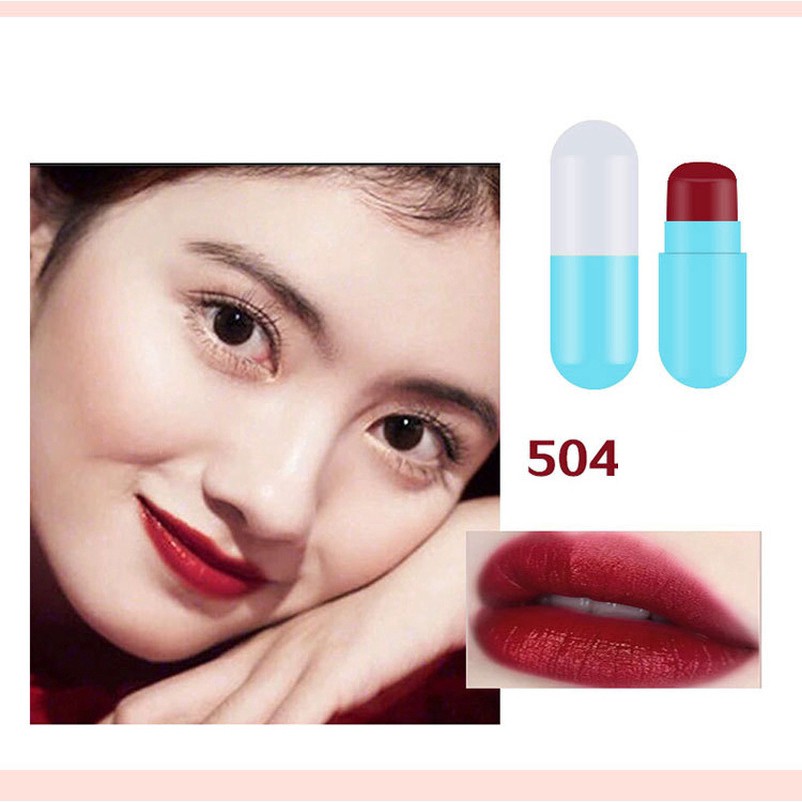 Son môi thiết kế mini hình viên thuốc con nhộng kết cấu dưỡng ẩm kháng nước không dễ phai | BigBuy360 - bigbuy360.vn