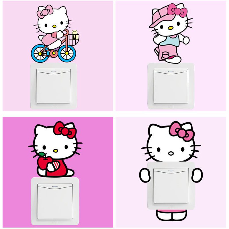 Decal dán tường 20 hình dán công tắc Kitty và Doremon - MSP DKN027