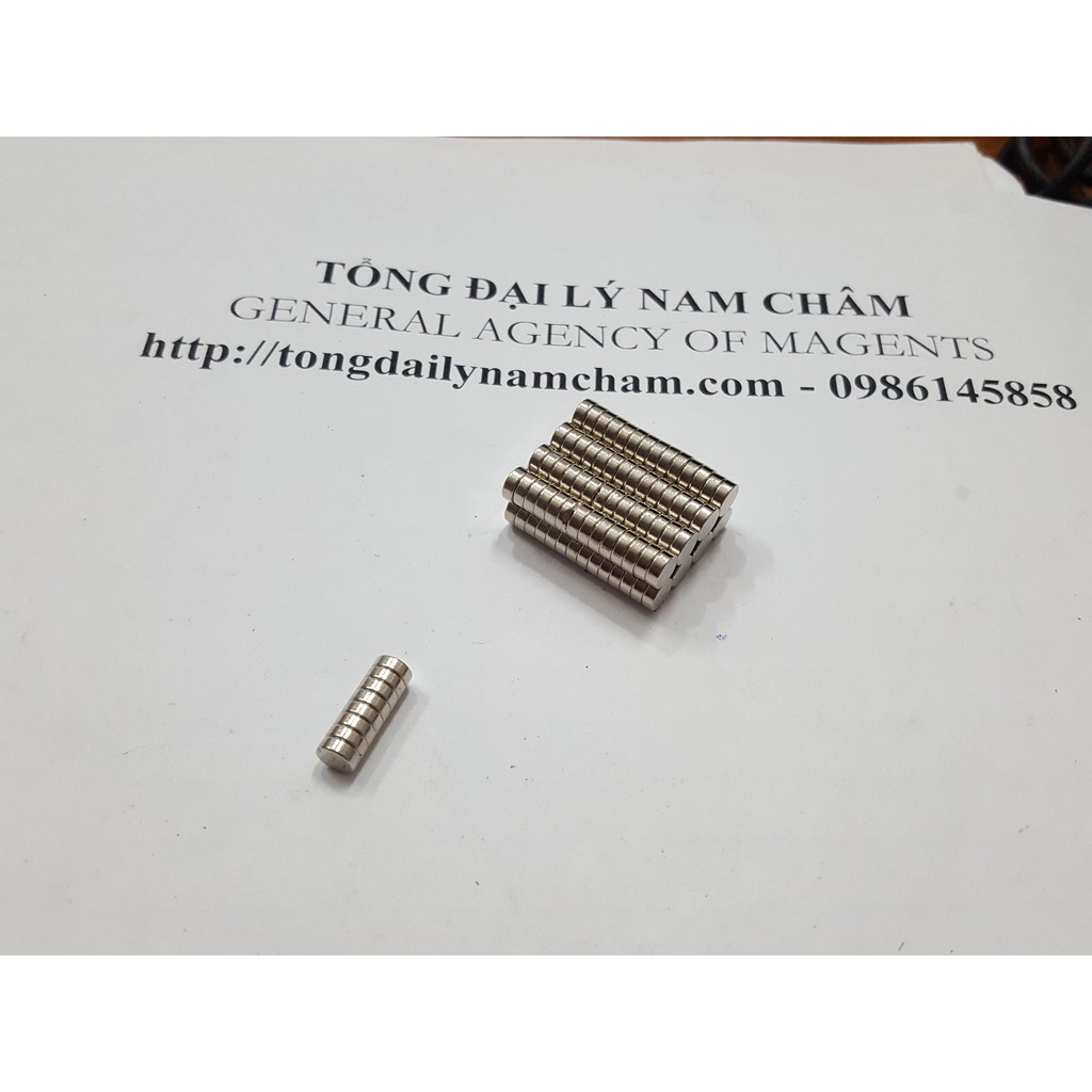 50 viên nam châm đất hiếm 5x2mm, nam châm mạ niken lực hút mạnh