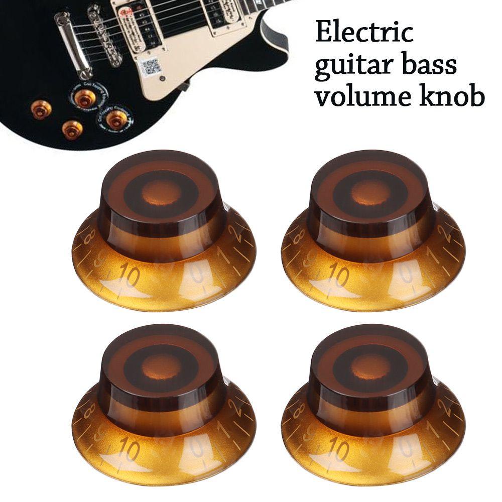 BTLIMER Núm Vặn Điều Chỉnh Âm Lượng Tông Màu Nâu Với Số Vàng Thay Thế Cho Les Paul LP