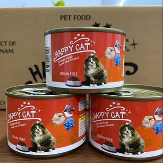 Pate mèo Happy Cat vị cá ngừ topping Cá Cơm lon 160gr