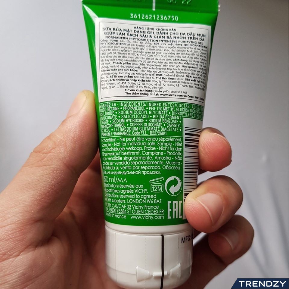 Sữa Rửa Mặt Vichy Dạng Gel Làm Sạch Sâu Da Dầu Mụn 50ml