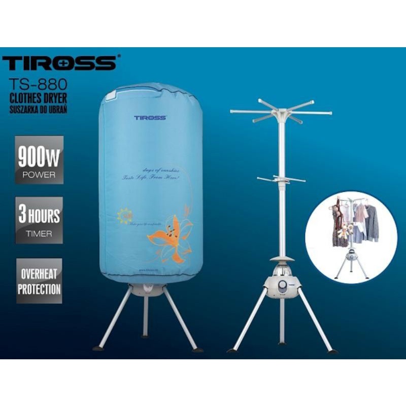 Máy sấy quần áo TIROSS, 900W, TS880