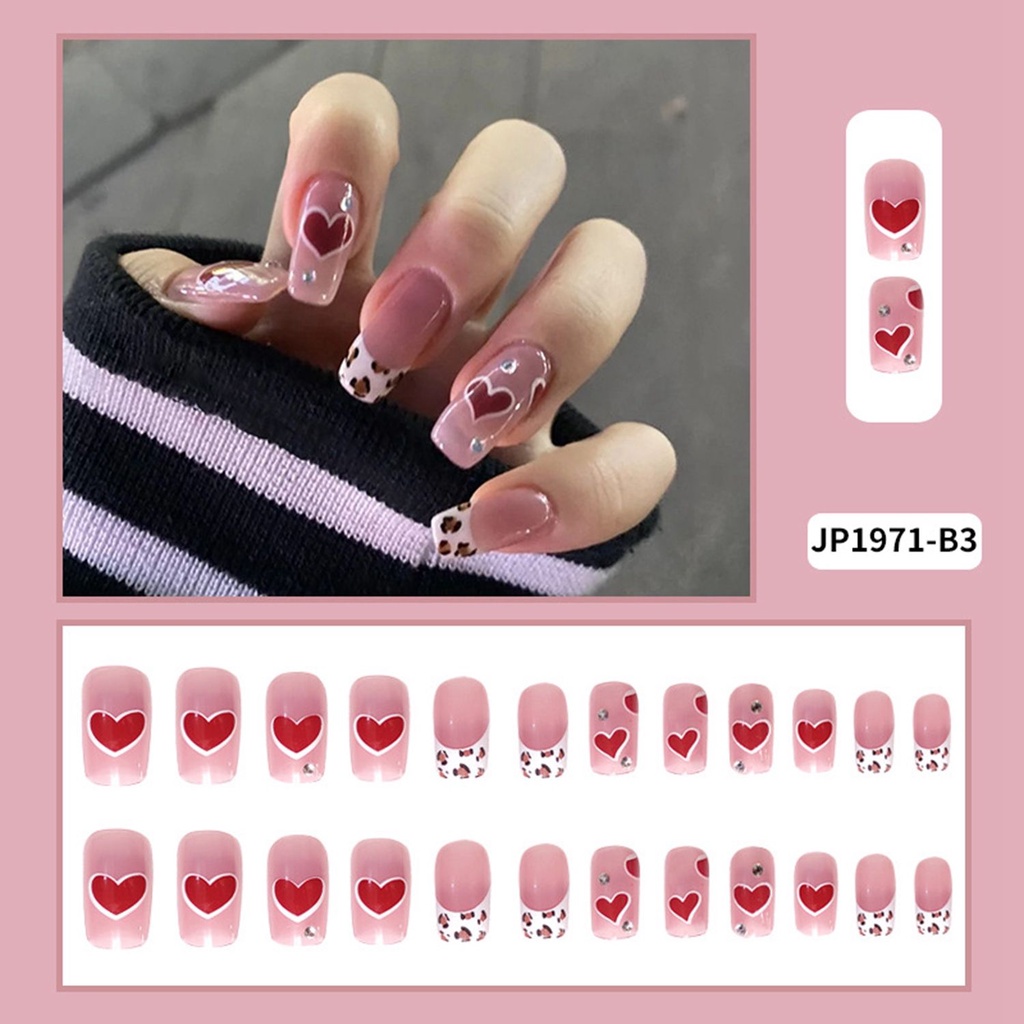 [Hàng mới về] Set 24 Móng Tay Giả Bắt Mắt Có Thể Tháo Rời Tiện Lợi