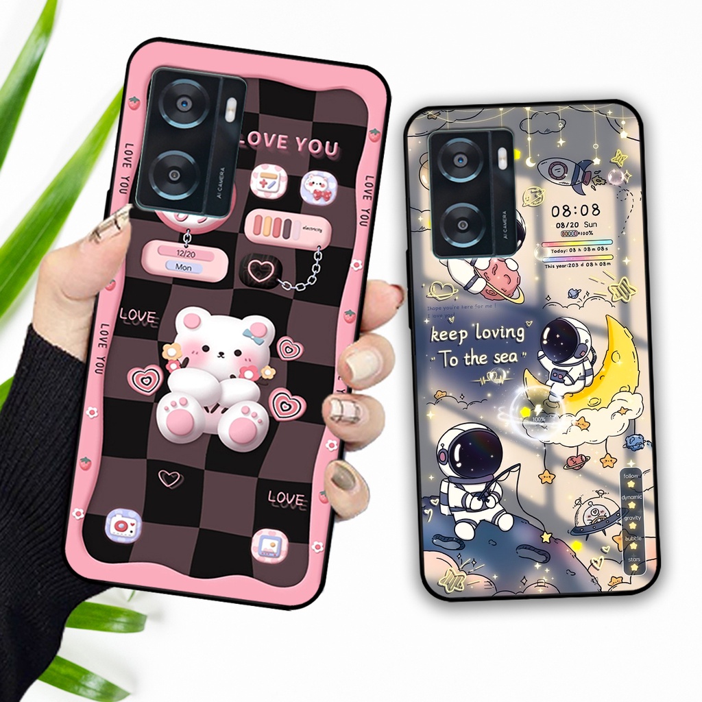 Ốp lưng Oppo A57 2022 hình gấu, vũ trụ ngân hà chibi. ốp chống sốc bền đẹp