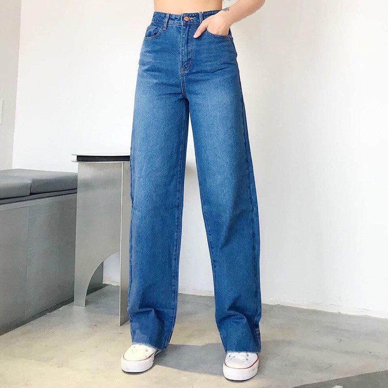 Quần Jeans Suông Culottes Dáng Dài Xuất Chuẩn