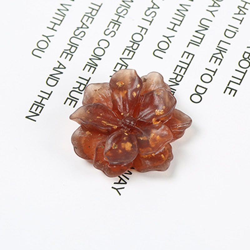 Set 10 phụ kiện hoa năm cánh hai lớp bằng resin đính ngọc trai mặt sau phẳng trang trí ốp điện thoại diy