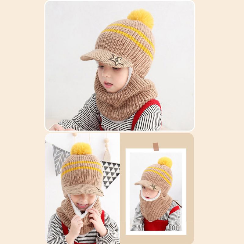Mũ Beanie Lót Lông Cừu Giữ Ấm Mùa Đông Dành Cho Bé
