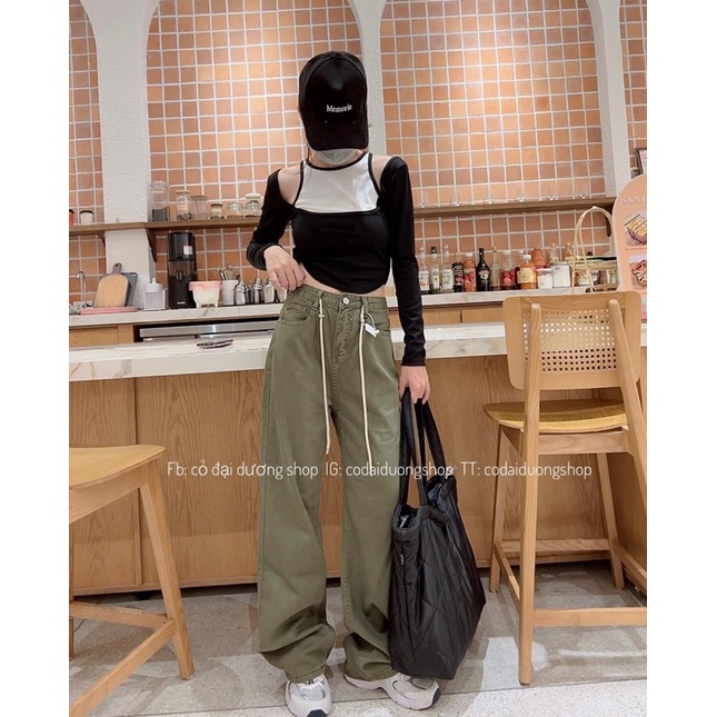 Áo Kiểu Nữ Dài Tay Vạt Bầu ❤áo Thun Nữ Hàn Quốc Phối Màu Hở Vai Ôm Body Sexy