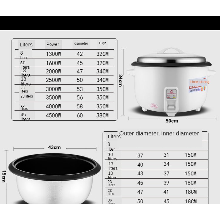 ✚♟✽[Phiên bản siêu dày] Nồi cơm điện tam giác lớn màu đỏ chính hãng 8L10L13L18L23L28L45L cỡ | BigBuy360 - bigbuy360.vn