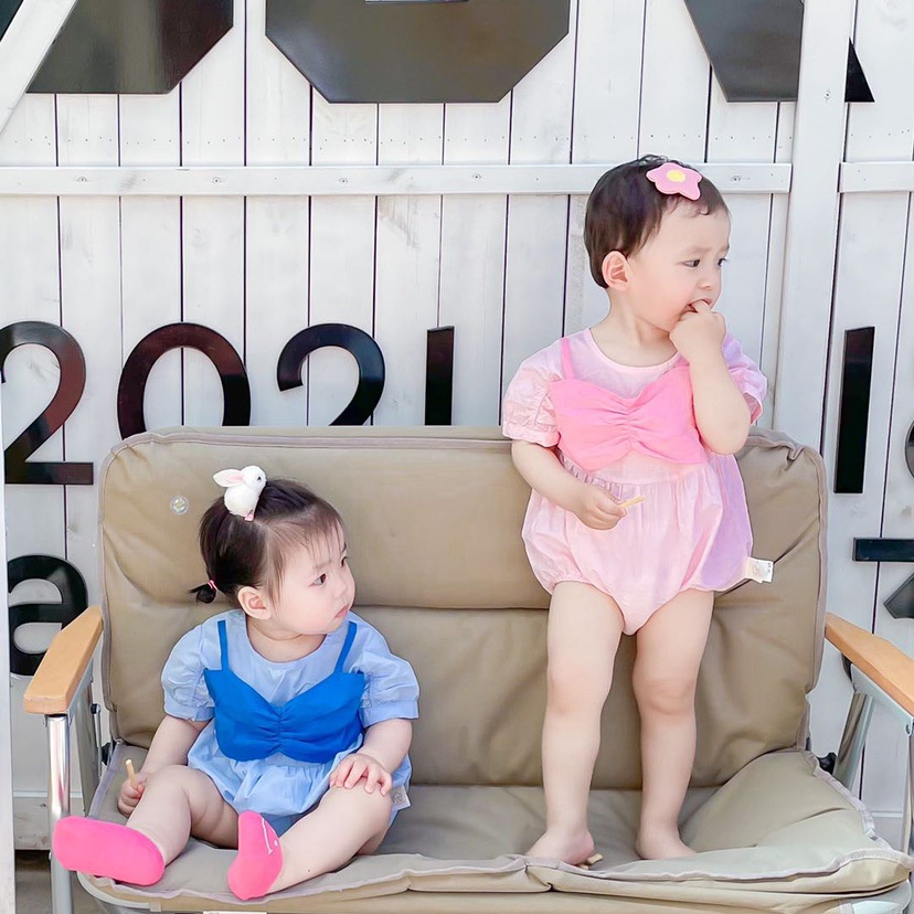 Áo Liền Quần Ngắn Tay Phong Cách Công Chúa Hàn Quốc Dễ Thương Cho Bé Gái