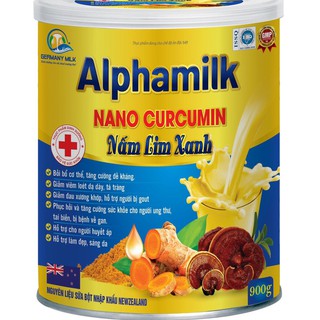 Sữa nghệ Alphamilk NANO CURCUMIN NẤM LINH XANH tăng cân, ăn ngon ngủ ngon [900gr/hộp]